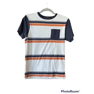 Distortion T Shirt Size M Striped Pocket Cotton Short Sleeve